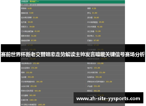 赛前世界杯新老交替赔率走势解读主帅发言暗藏关键信号赛场分析